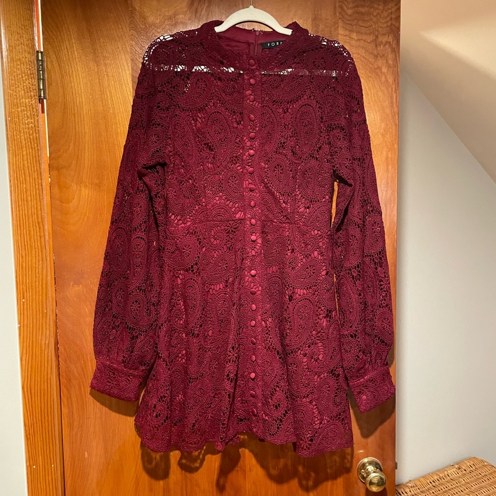 Maroon lace skater dress